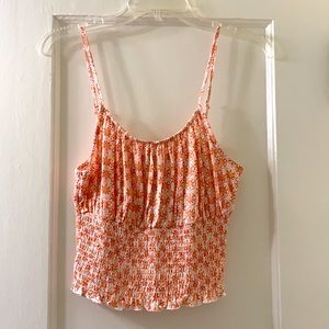 Pink Rose size L crop top tank with adjustable straps